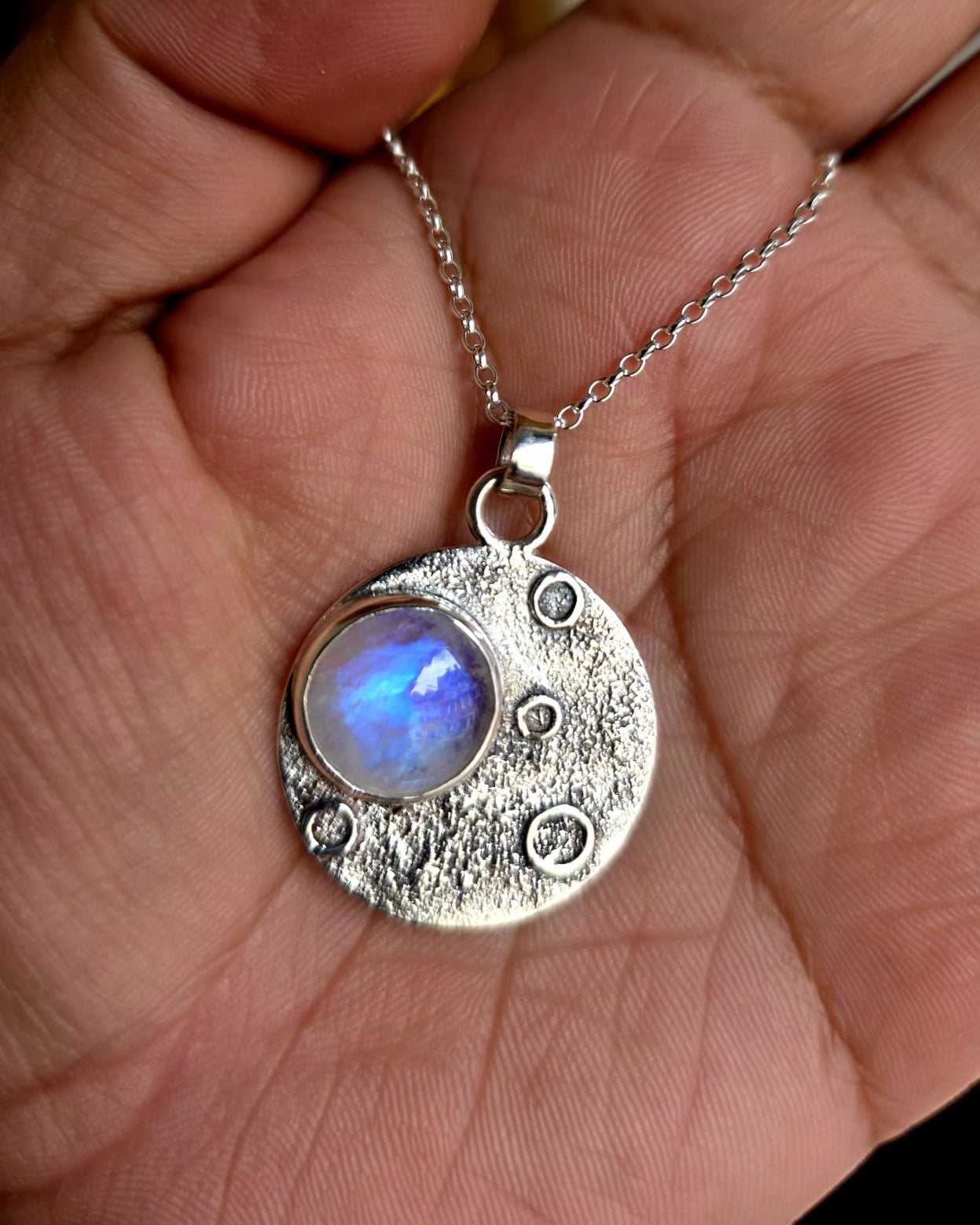Collier artisanal #0079 en argent 925 avec Pierre de Lune