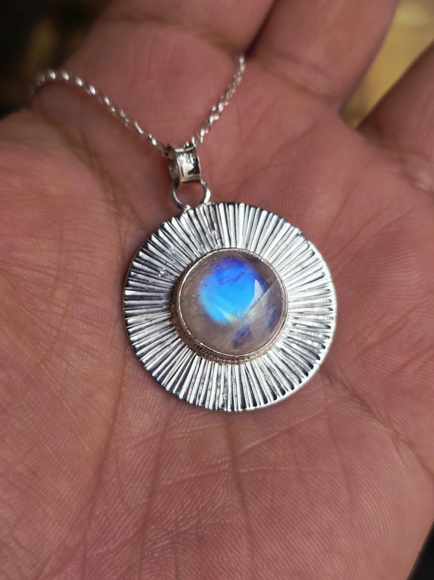 Collier artisanal #0080 en argent 925 avec Pierre de Lune
