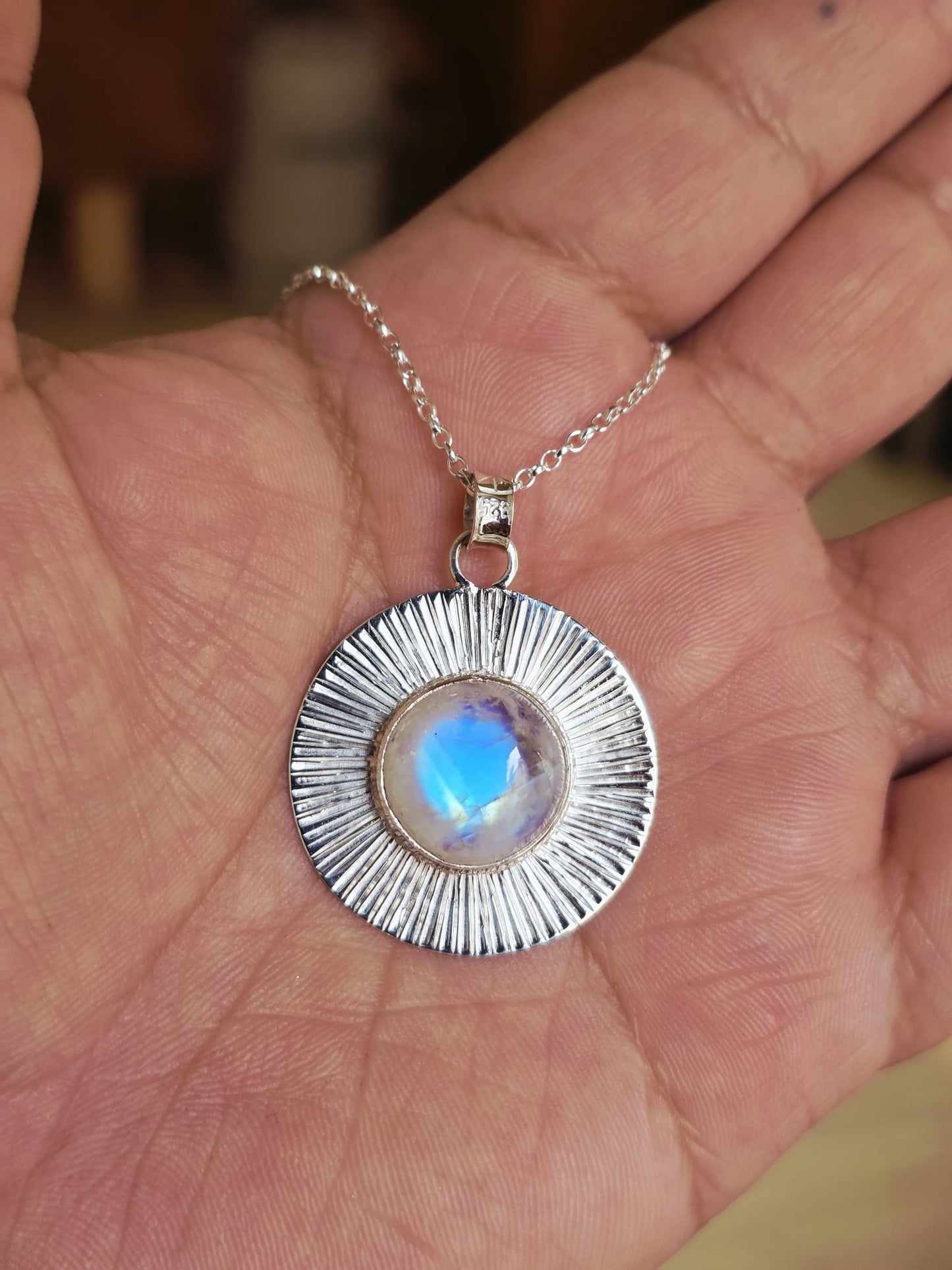 Collier artisanal #0080 en argent 925 avec Pierre de Lune