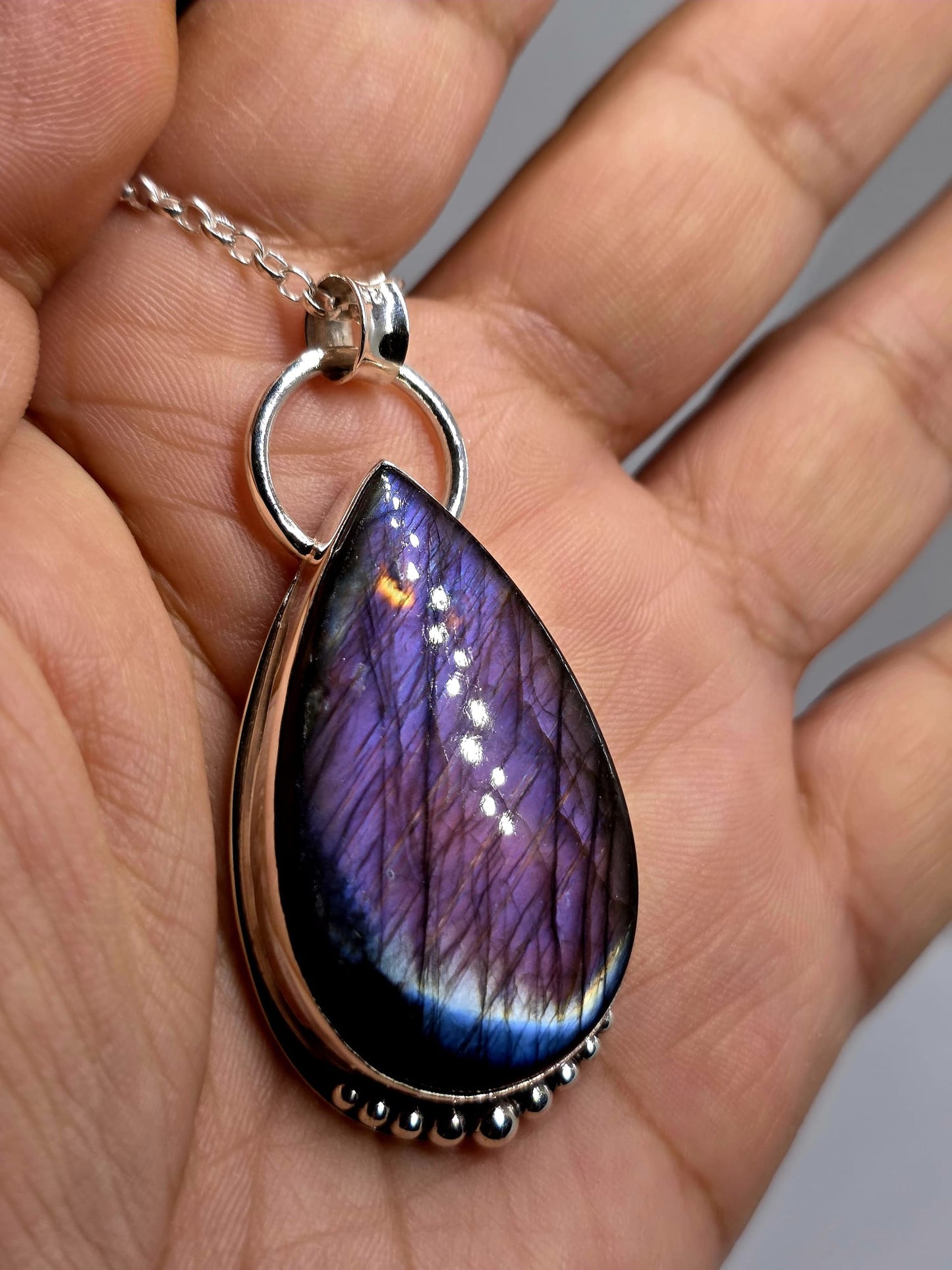 Collier artisanal #0081 en argent 925 Labradorite Galaxy