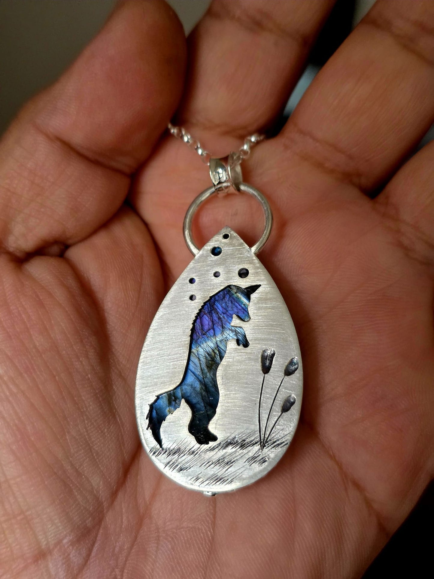 Collier artisanal #0081 en argent 925 Labradorite Galaxy