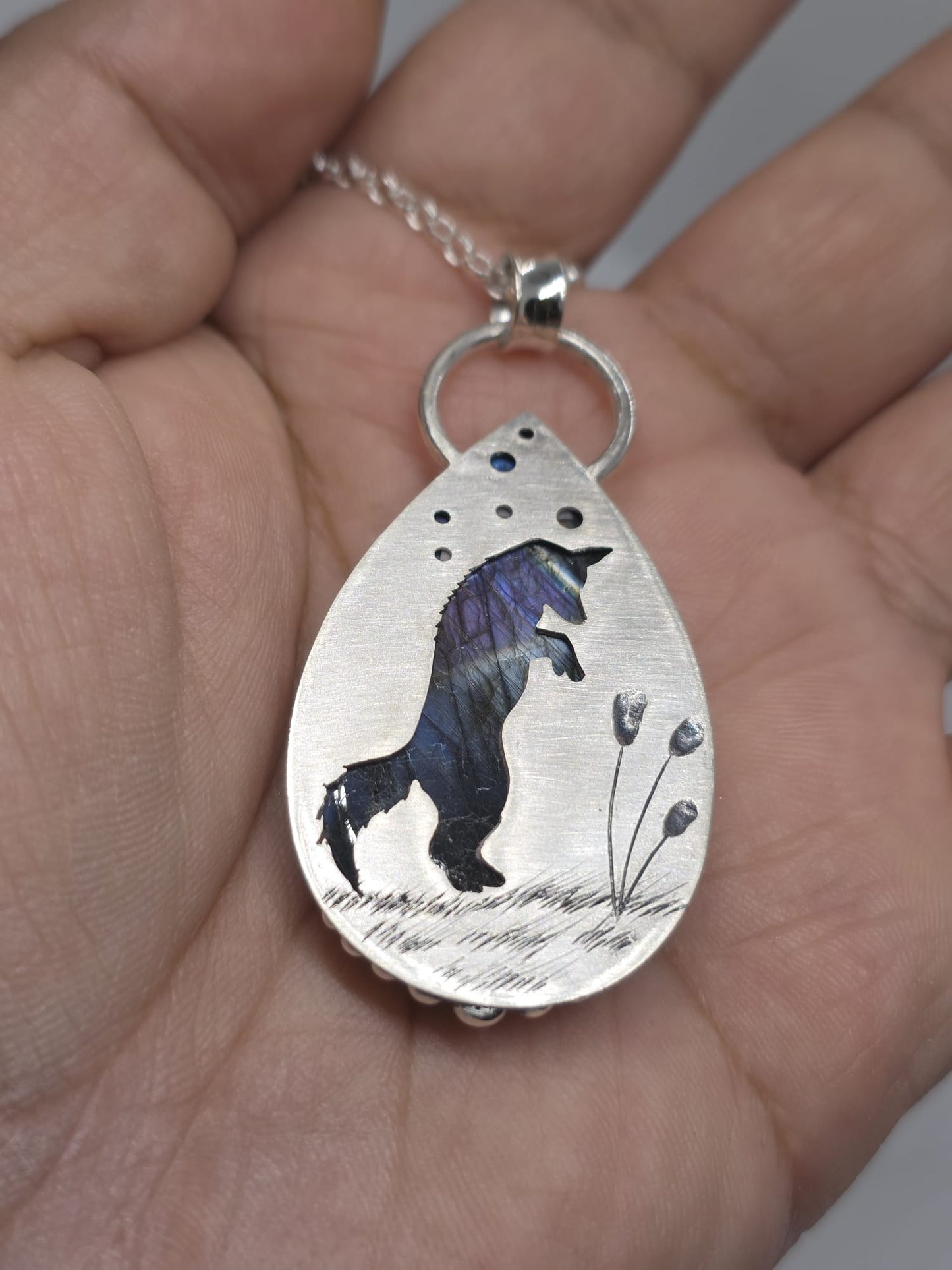 Collier artisanal #0081 en argent 925 Labradorite Galaxy