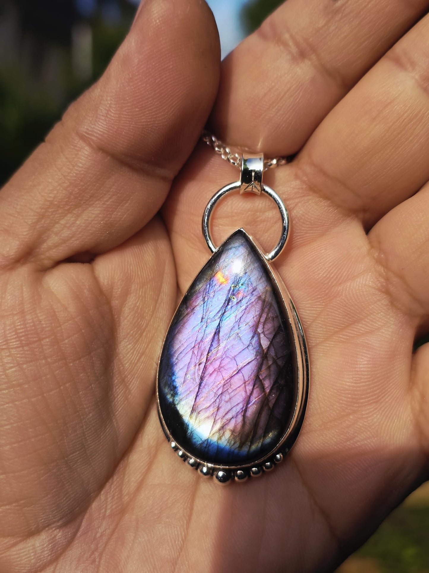 Collier artisanal #0081 en argent 925 Labradorite Galaxy