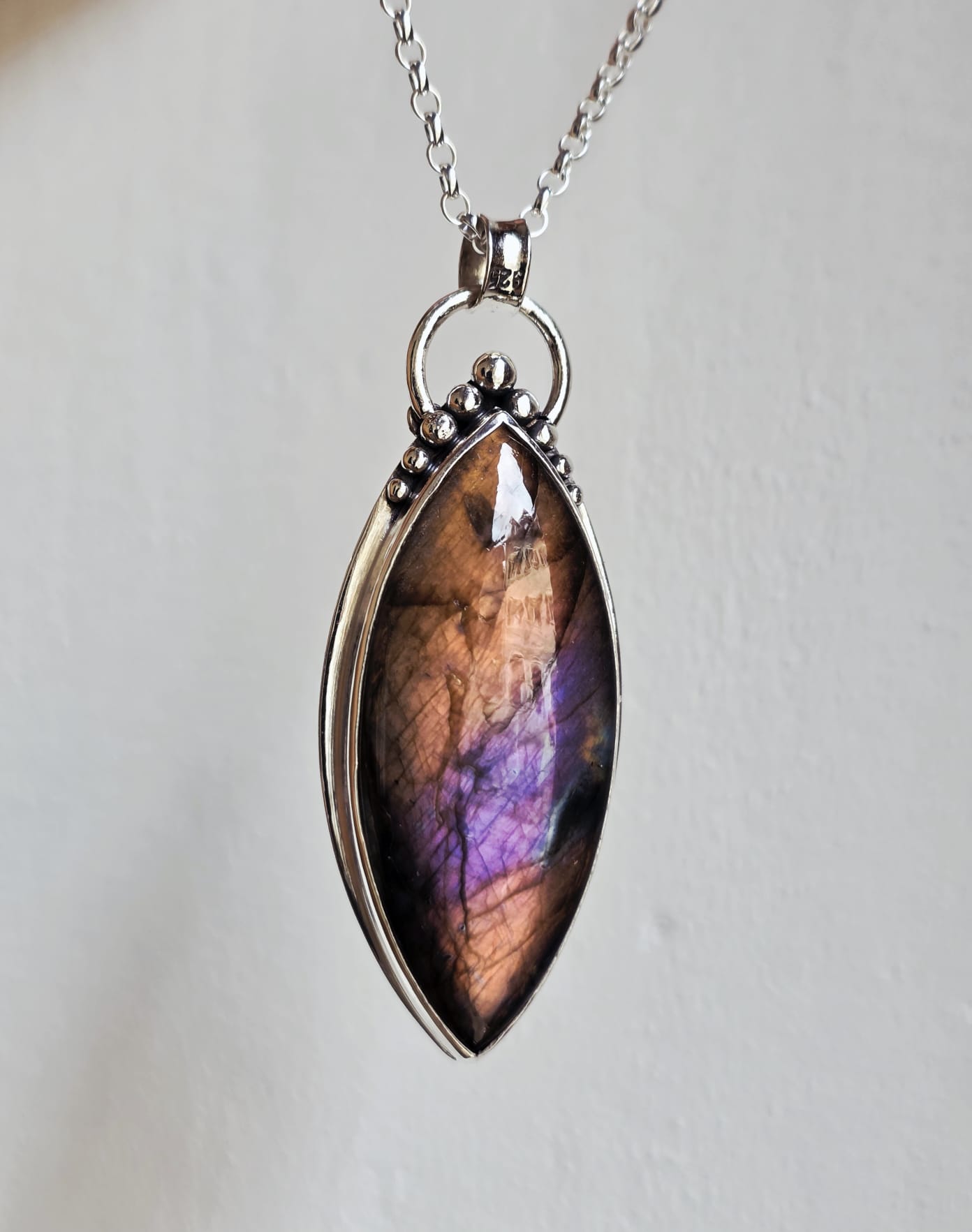 Collier artisanal #0083 en argent 925 Labradorite Galaxy