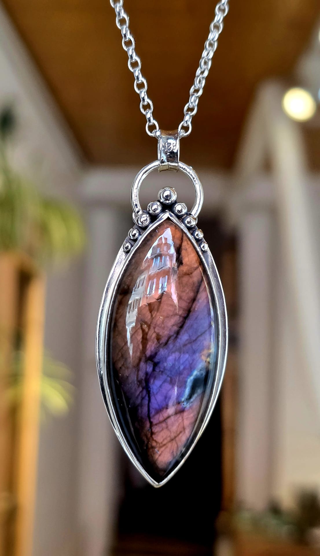 Collier artisanal #0083 en argent 925 Labradorite Galaxy
