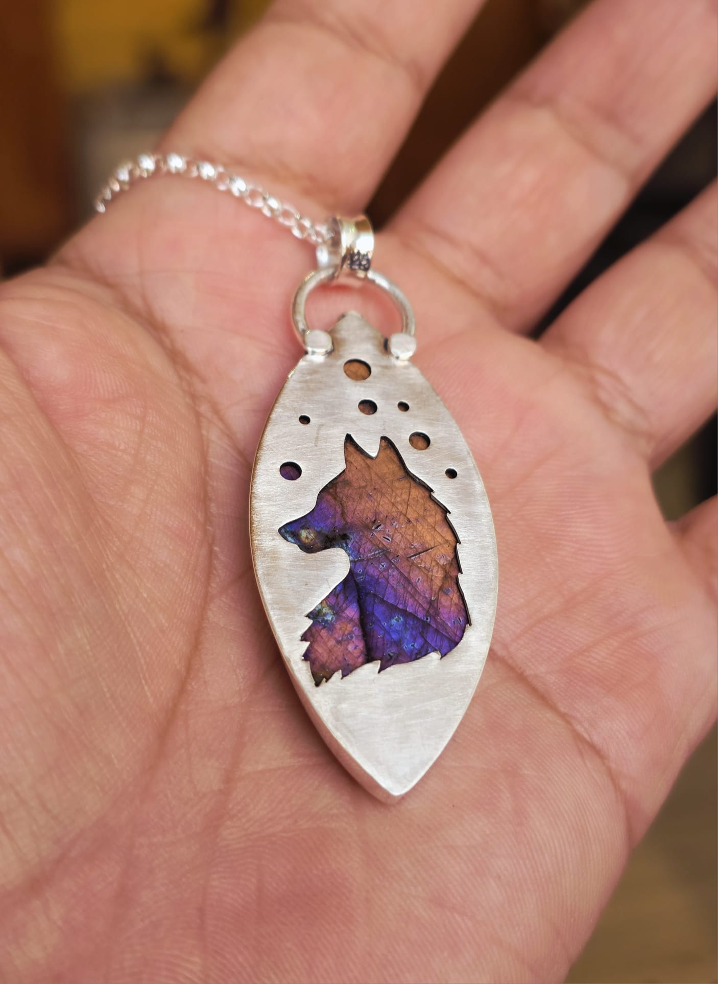 Collier artisanal #0083 en argent 925 Labradorite Galaxy