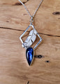 Collier 0044 Plume Détallée et Labradorite Bleue