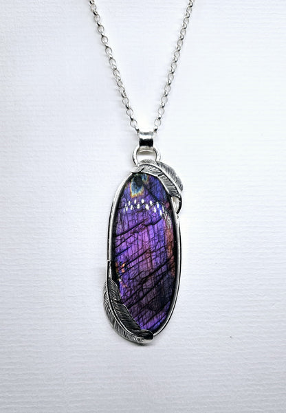 Collier 0061 hibou Labradorite Violette