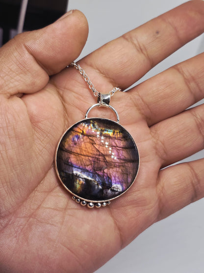 Collier artisanal #0082 en argent 925 Labradorite Galaxy