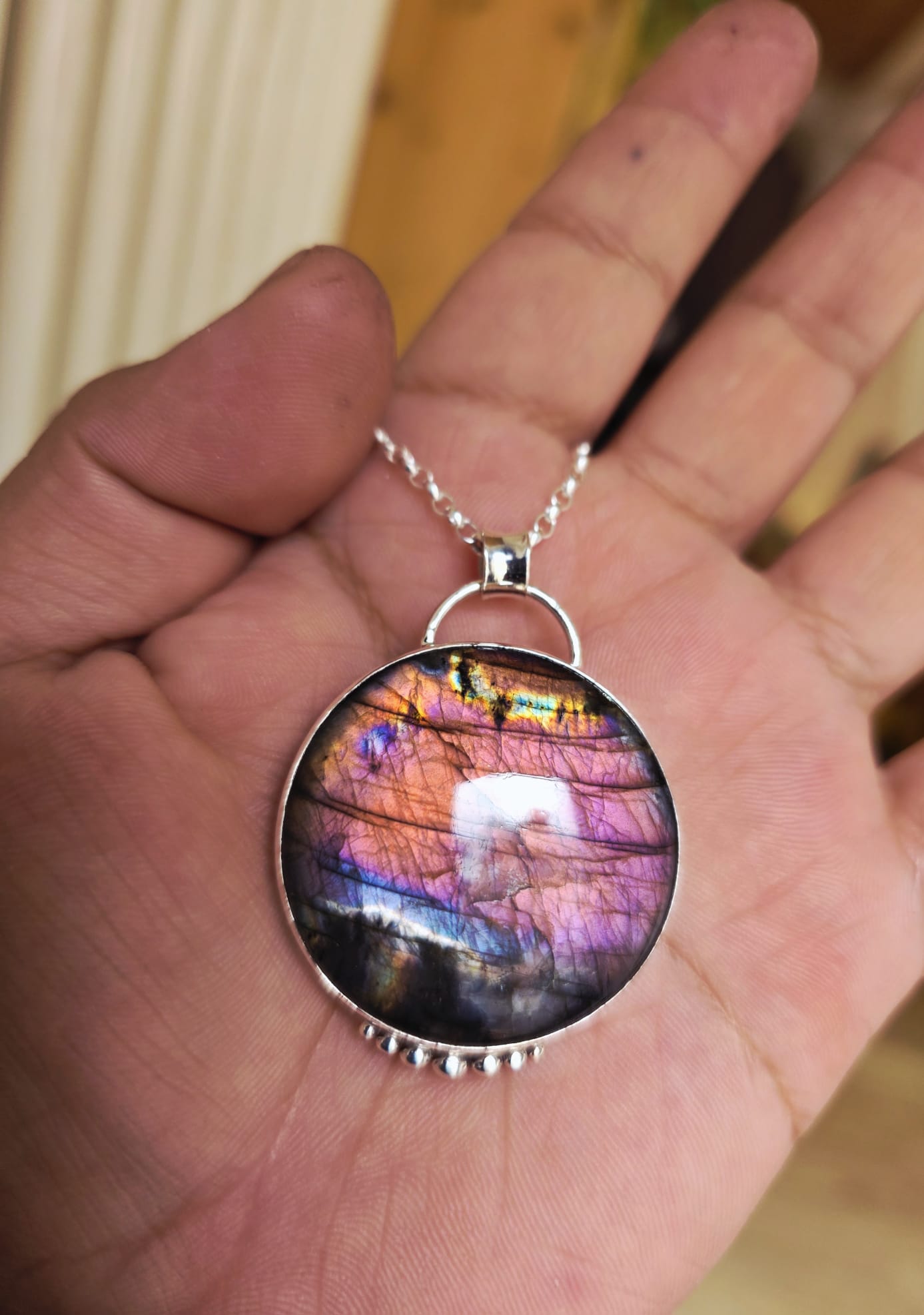 Collier artisanal #0082 en argent 925 Labradorite Galaxy