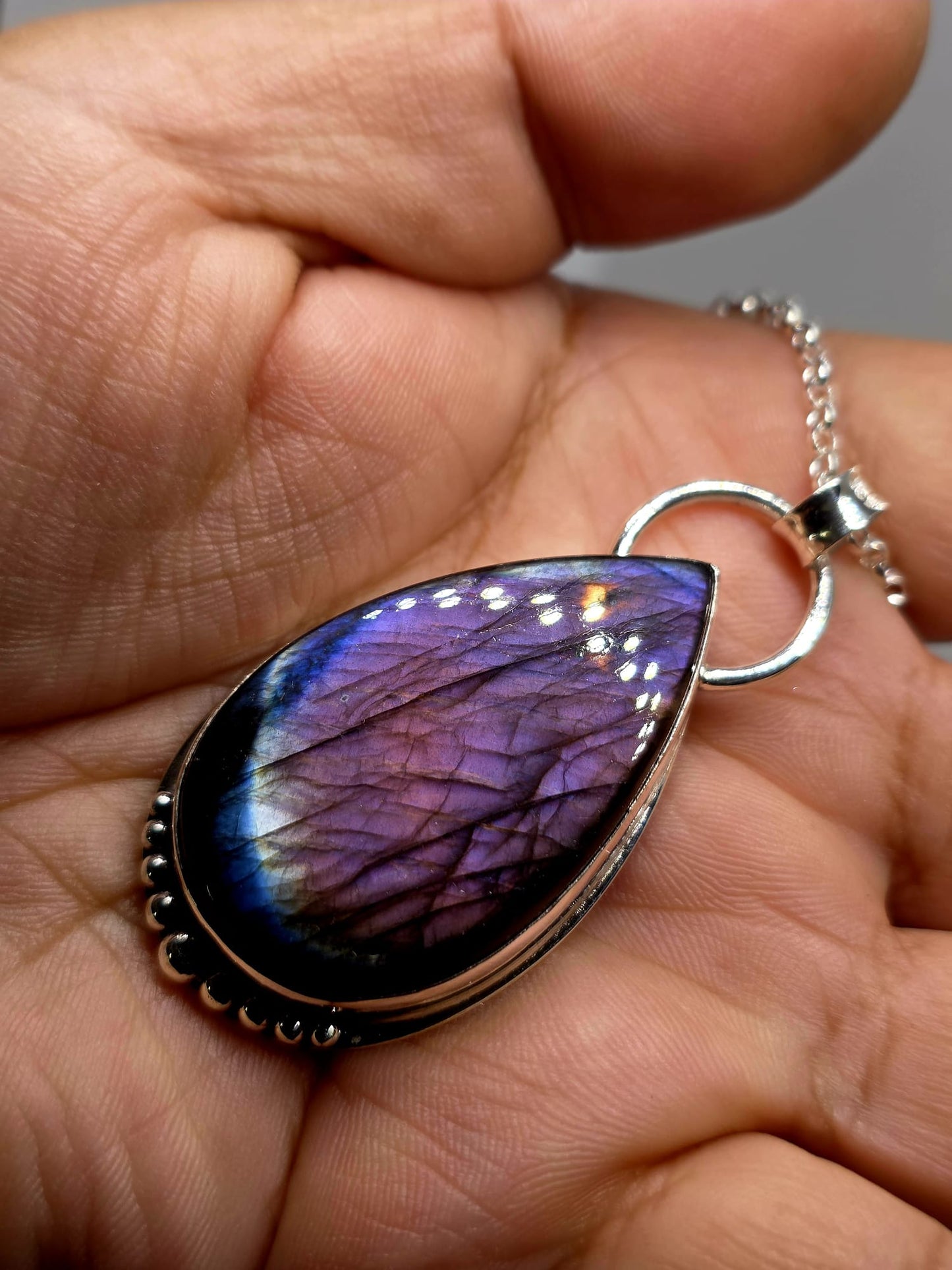 Collier artisanal #0081 en argent 925 Labradorite Galaxy