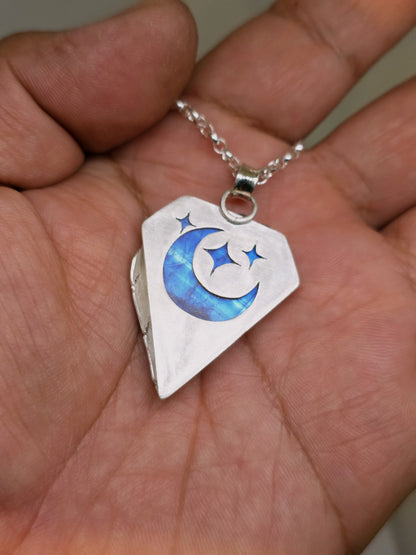 Collier artisanal en argent 925 Pierre de lune - Arc en ciel – Pièce Unique !!